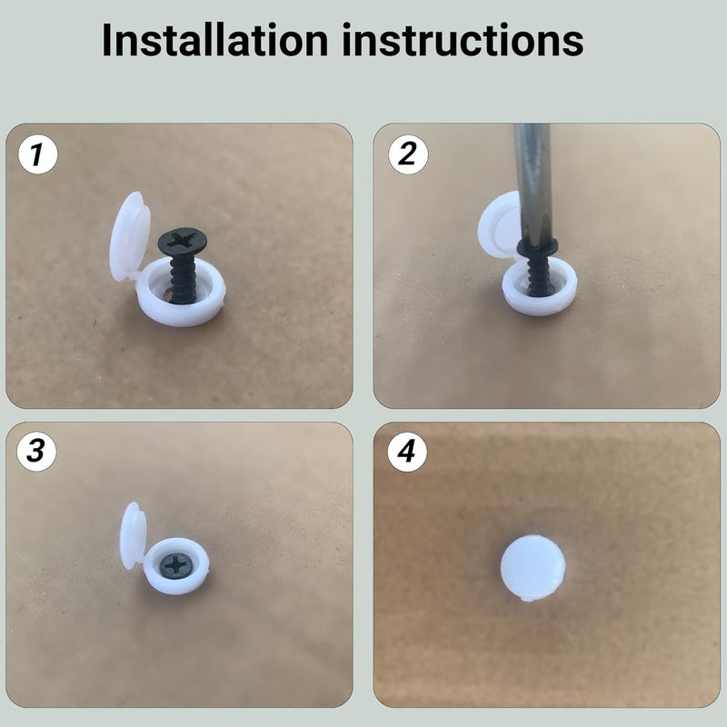 Duricient 150 Pcs 3 Sizes Screw Cover Caps, Smooth Plastic Caps for Covering Screw Nail Hole, 3 Sizes (Hole Diameter 4mm, 5mm, 6mm)(White) - Image 3